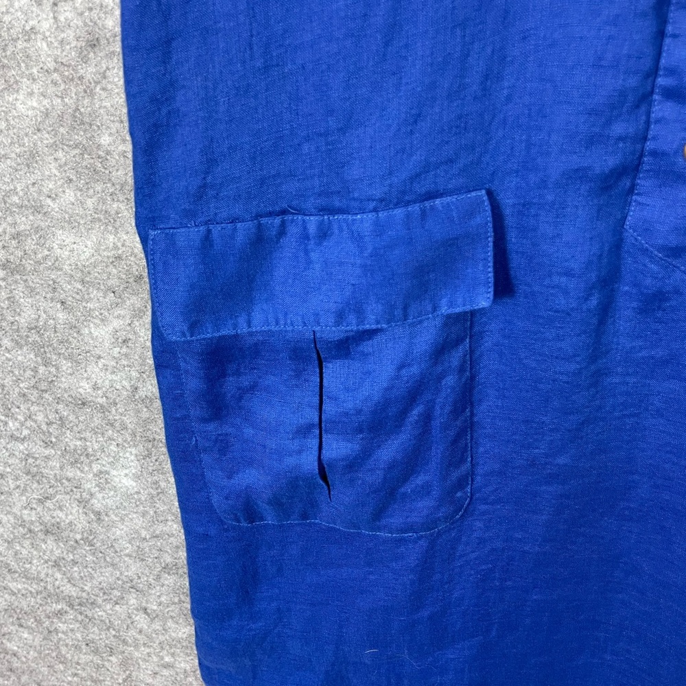 Maeve Dress Womens Size 12 Blue Linen Short Sleeve Lace Up Tunic Pockets Boho - Picture 5 of 12